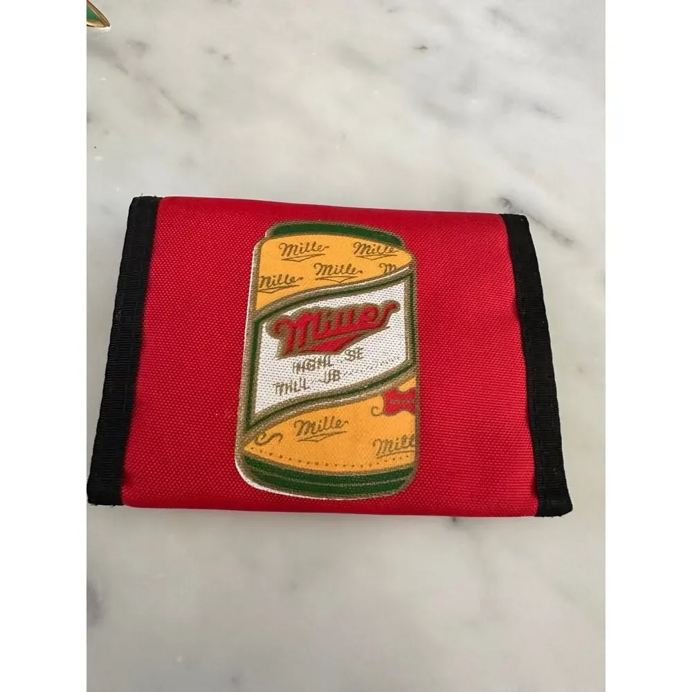 Vintage 1990s Red Miller Beer Velcro Wallet